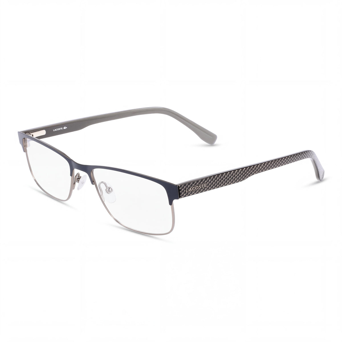 Gafas graduadas Lacoste Casual para hombre con montura color gris plomo y lentes de plástico transparente, 54 mm, Photo 1