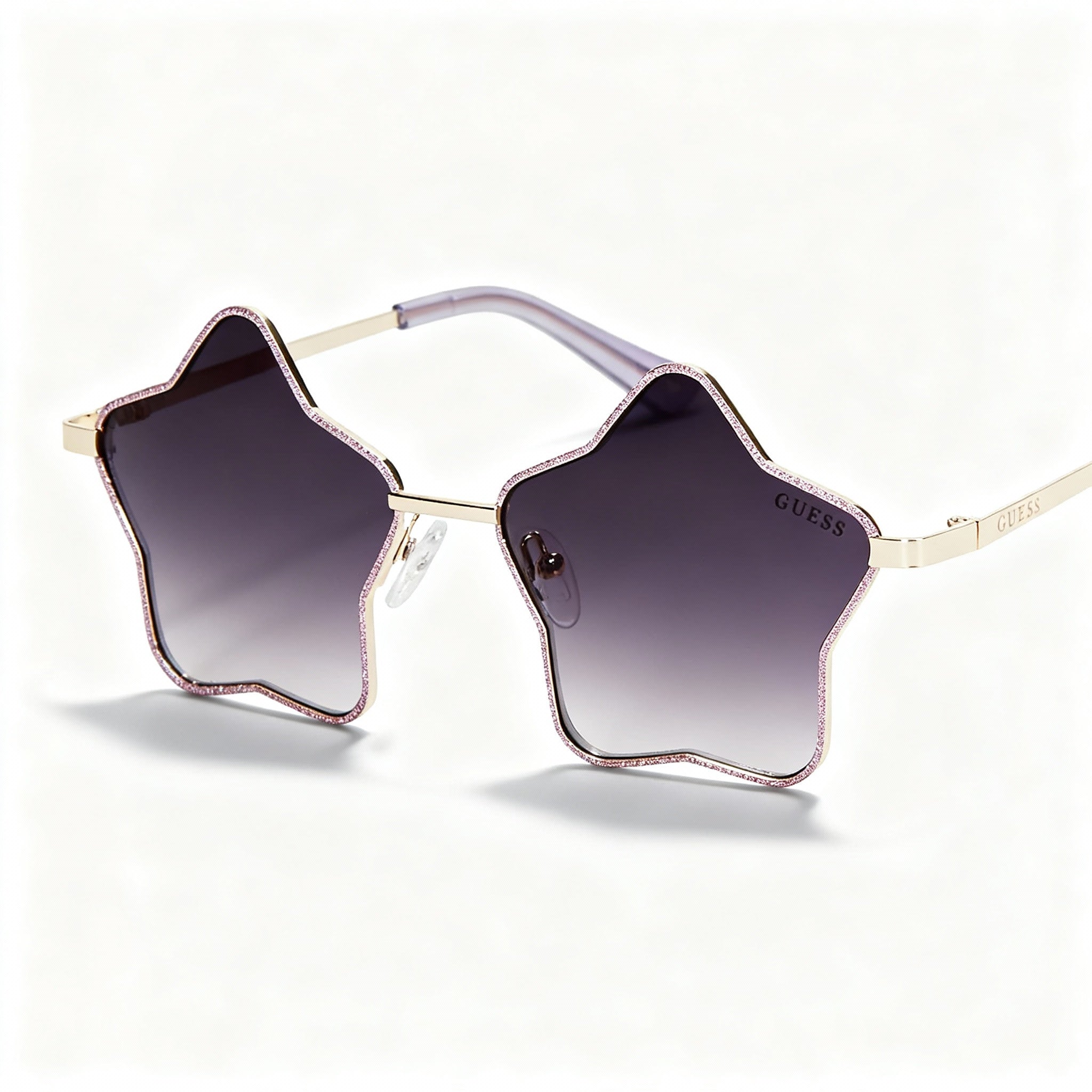 GUESS GF4012 Kids Metal Sunglasses, Silver Purple Gradient Frame, Purple Non-Polarized Polycarbonate Lenses