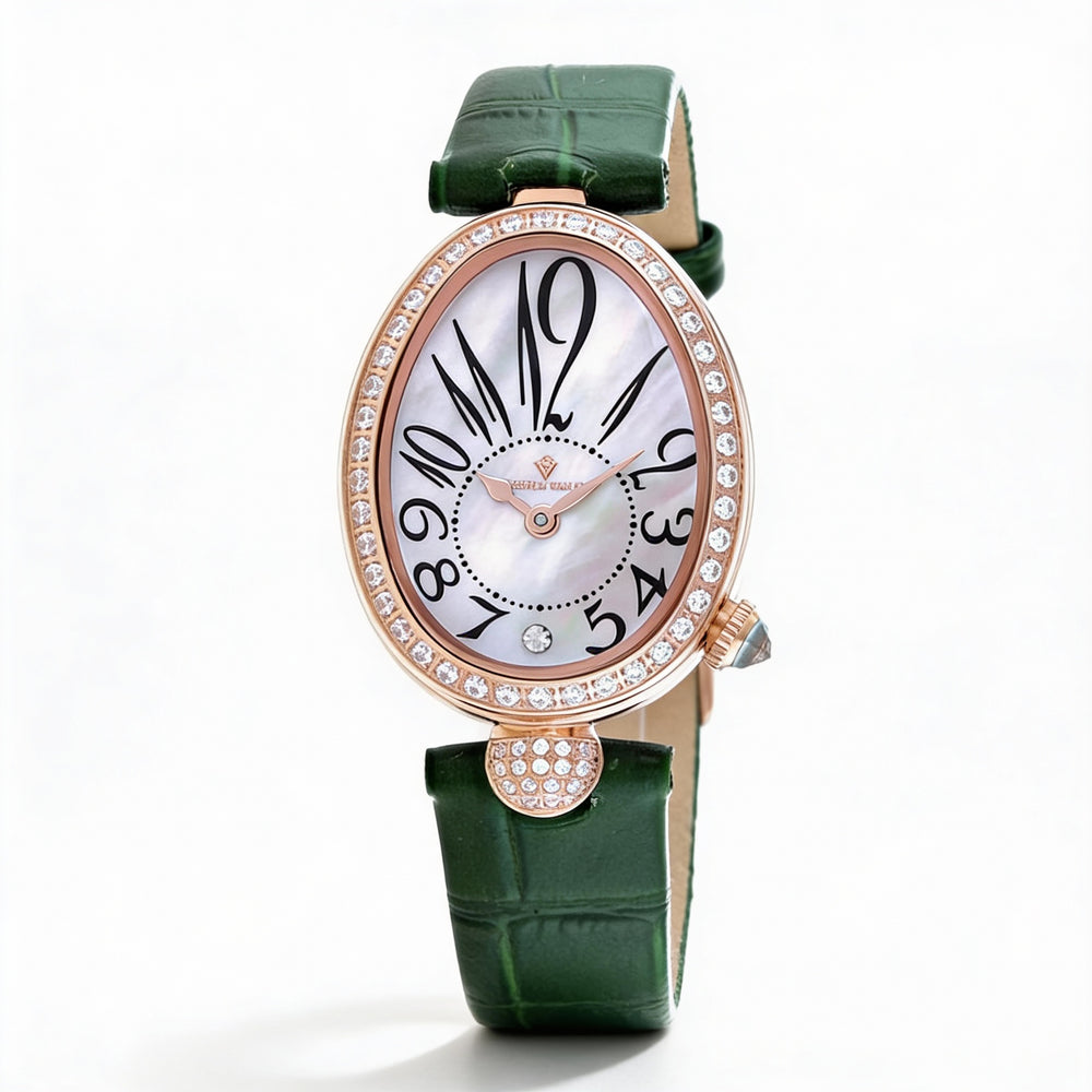 Christian Van Sant Women's Florentine CV4296 White Stainless Steel Case, Leather Strap, Mother of Pearl Dial Watch