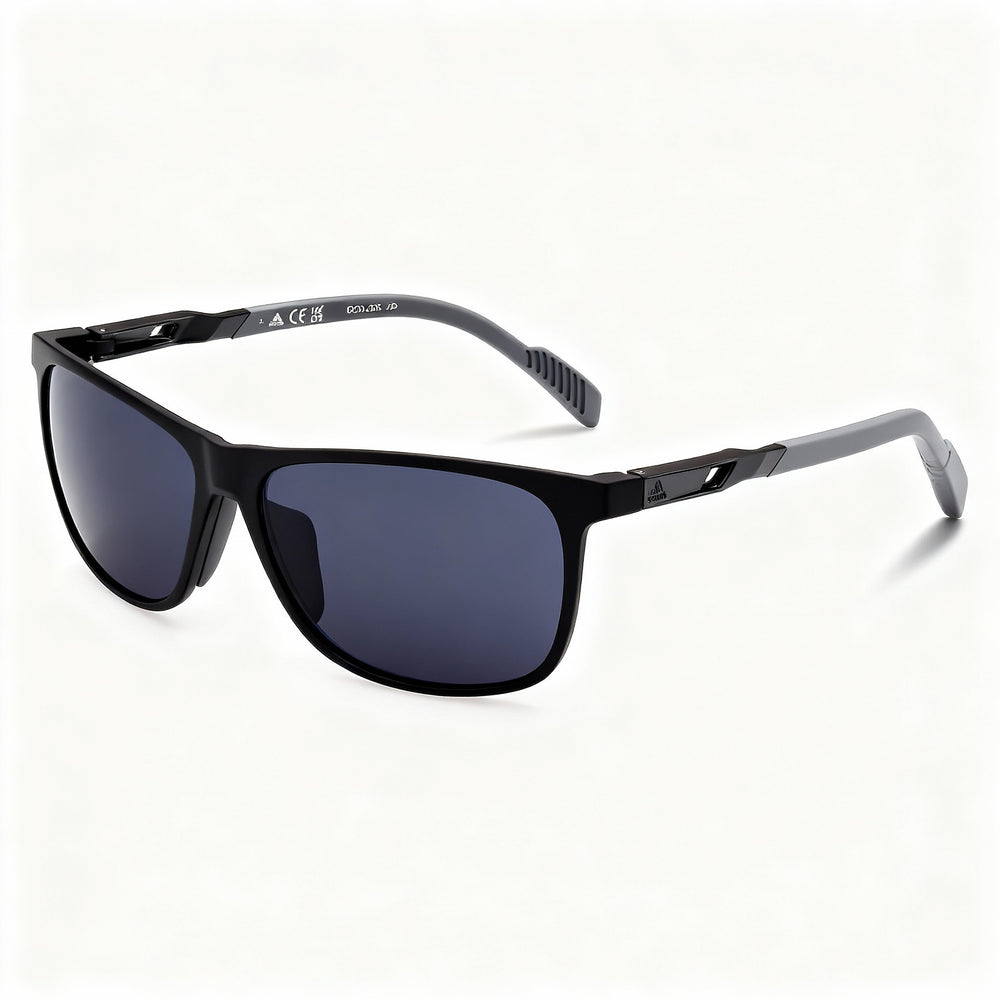Gafas de sol adidas Sp0061 de acetato para hombre, montura negro mate/gris ahumado, lentes ahumadas no polarizadas con protección UV, 62 mm