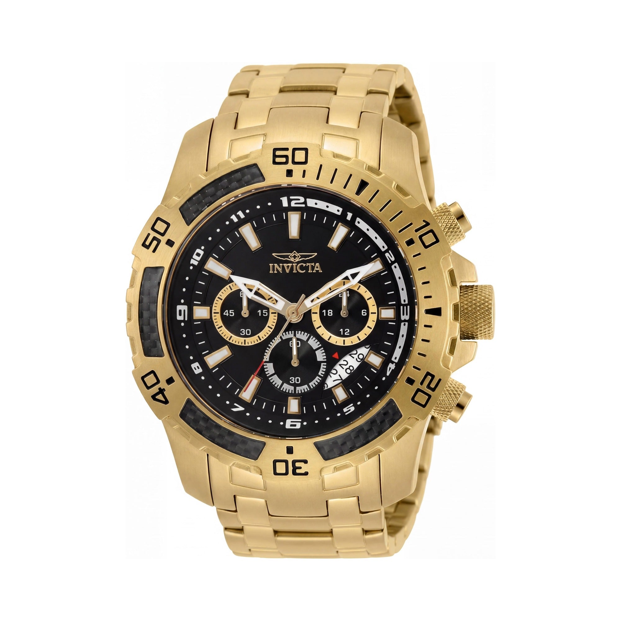 Invicta Men's Pro Diver Quartz Chronograph Black Dial Yellow Gold Plated Stainless Steel 51mm Watch, Photo 1