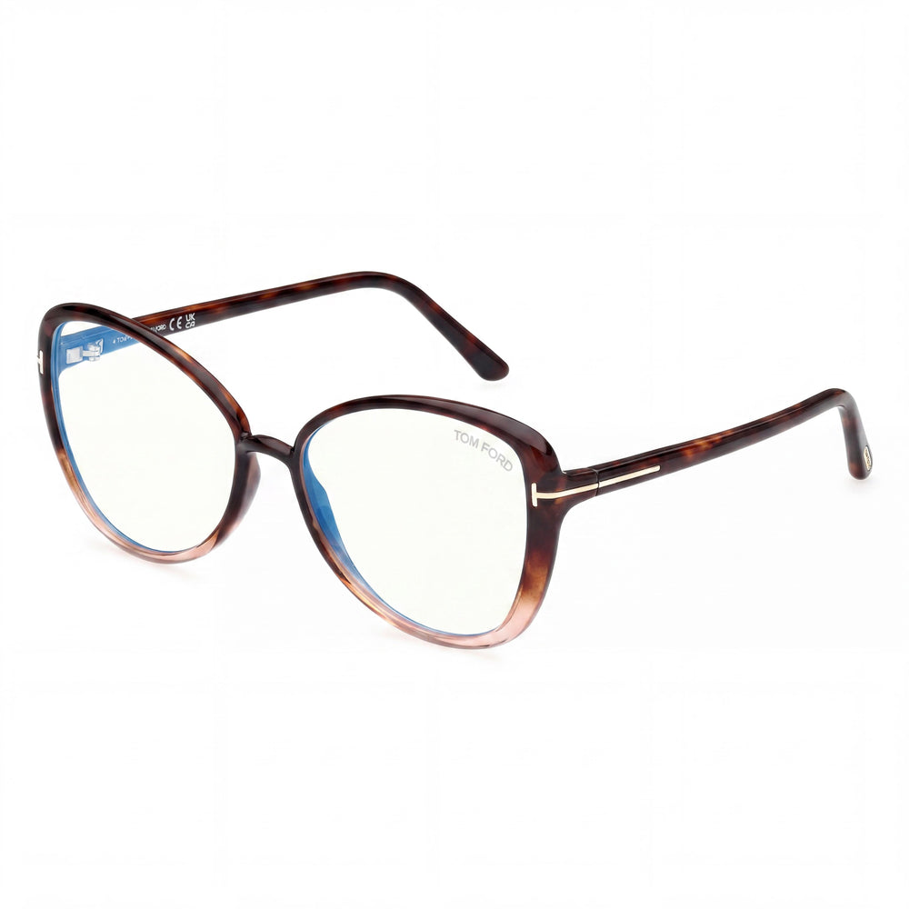Gafas de vista Tom Ford FT5907-B BLUE BLOCK para mujer, color Havana, transparentes, graduadas (55-15-140)