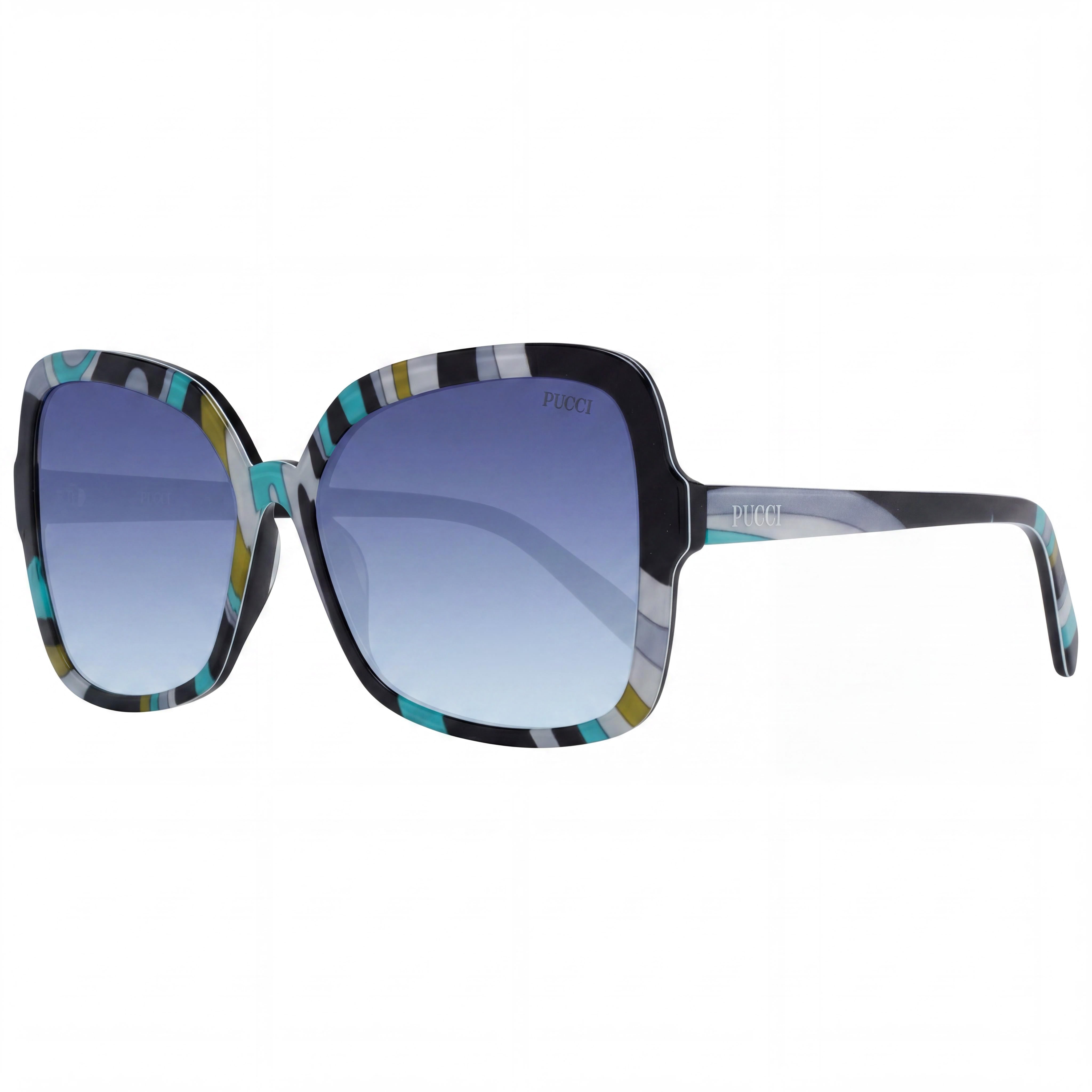 Emilio Pucci Classic Women's Multicolored Plastic Frame Sunglasses with Grey Non-Polarized UV Protected Lenses, Photo 1