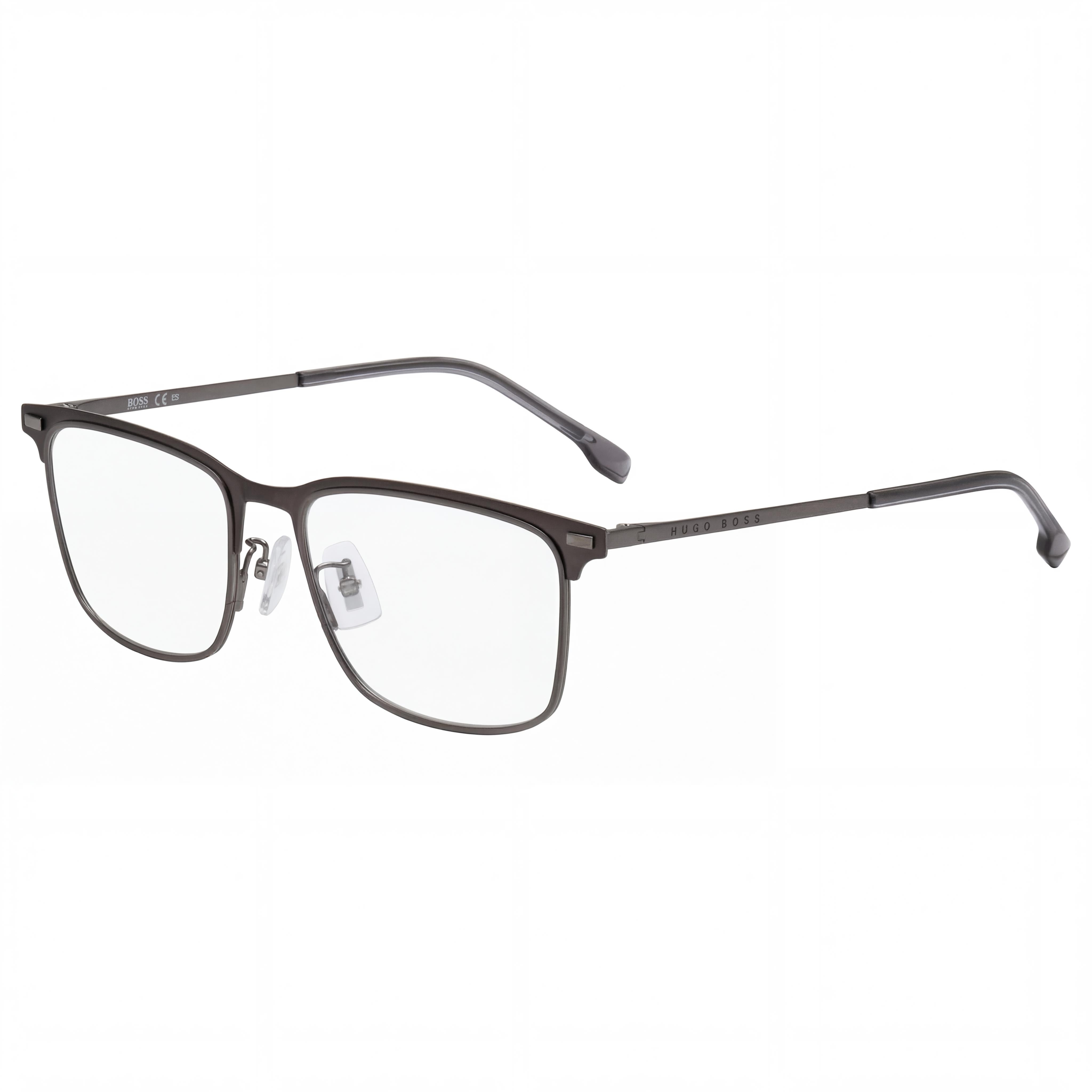 Gafas unisex Hugo Boss Audio Systems 1224/F de policarbonato mate de rutenio oscuro, cuadradas, de acero inoxidable, 55 mm, Photo 1