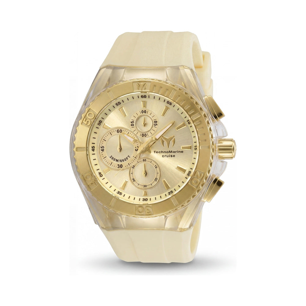 Reloj Technomarine TM-115215 Cronógrafo Cruise para Hombre, Resistente al Agua, Dorado y Beige