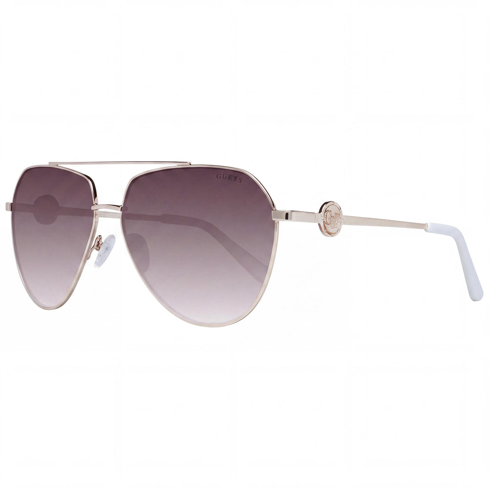 GUESS Women's GF6140 Gold Metal Pilot Sunglasses with Brown Gradient Lenses 100% UV Protection 62mm