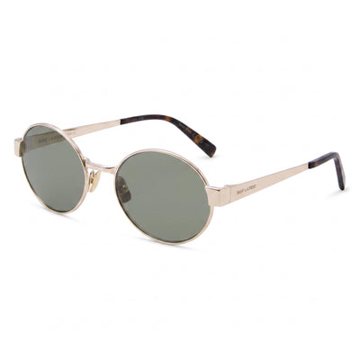 Gafas de sol clásicas Yves Saint Laurent SL 692 para mujer, de metal, no polarizadas, con montura dorada y lentes verdes de 55 mm
