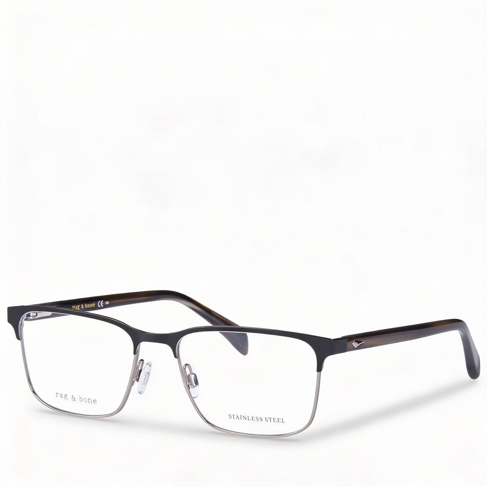 Gafas de Sol de Hombre Rag & Bone Modern Collection con Montura de Acero Aleado Negro y Lentes de Policarbonato de 56mm