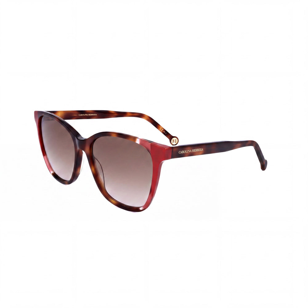 Carolina Herrera CH 0061/S Women's Classic Acetate Havana Red Frame Brown Shaded Lens Sunglasses 57