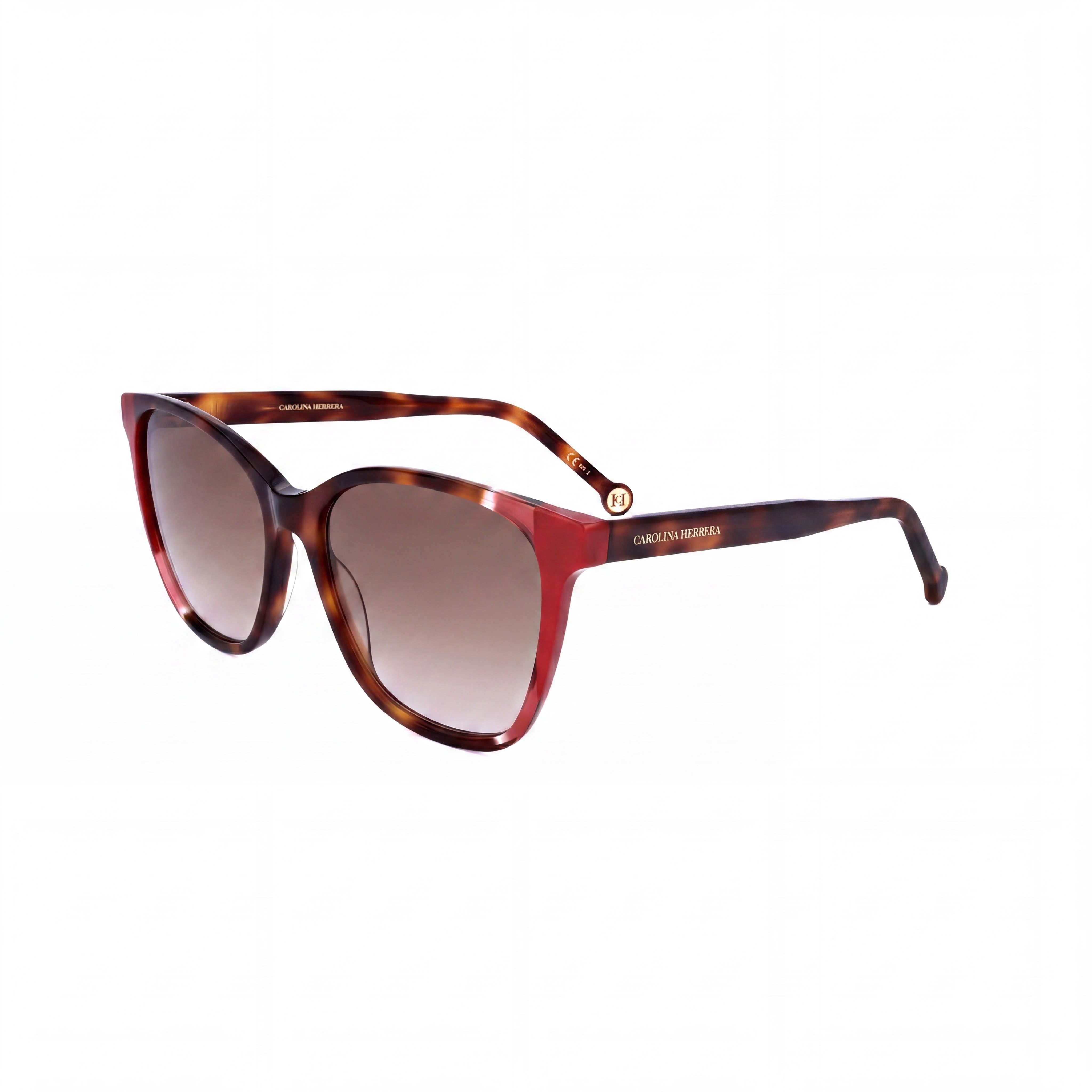Gafas de sol Carolina Herrera CH 0061/S para mujer, de acetato clásico, montura en rojo habana, lentes degradadas marrones, 57, Photo 1