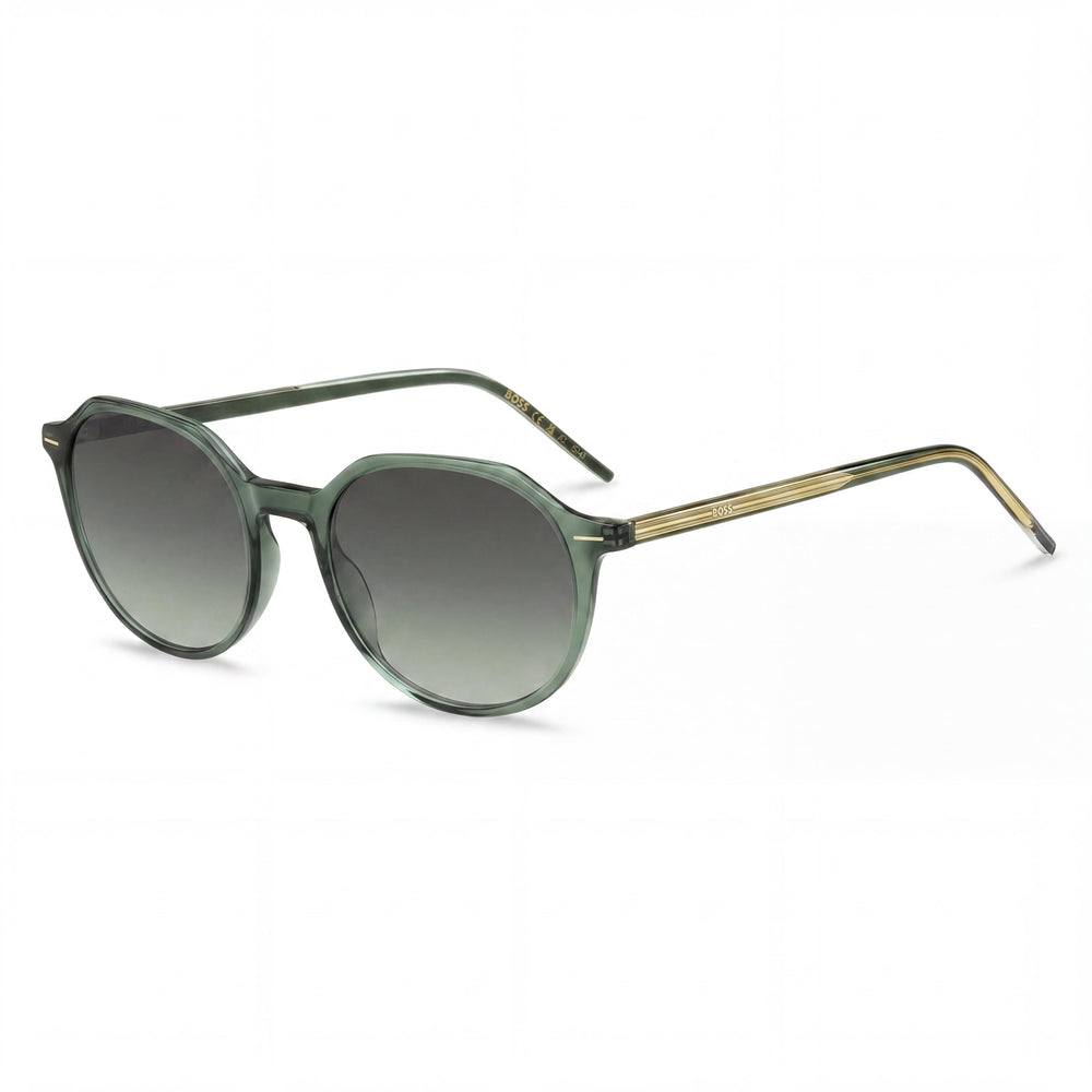 Gafas de sol Hugo Boss Light & Minimal para mujer, montura verde y gris, lentes de poliéster verde y acetato claro, 51 mm