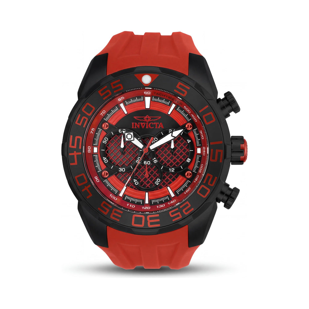 Invicta Speedway Reloj cronógrafo deportivo de cuarzo para hombre, caja roja, correa de silicona roja, esfera negra de 50 mm