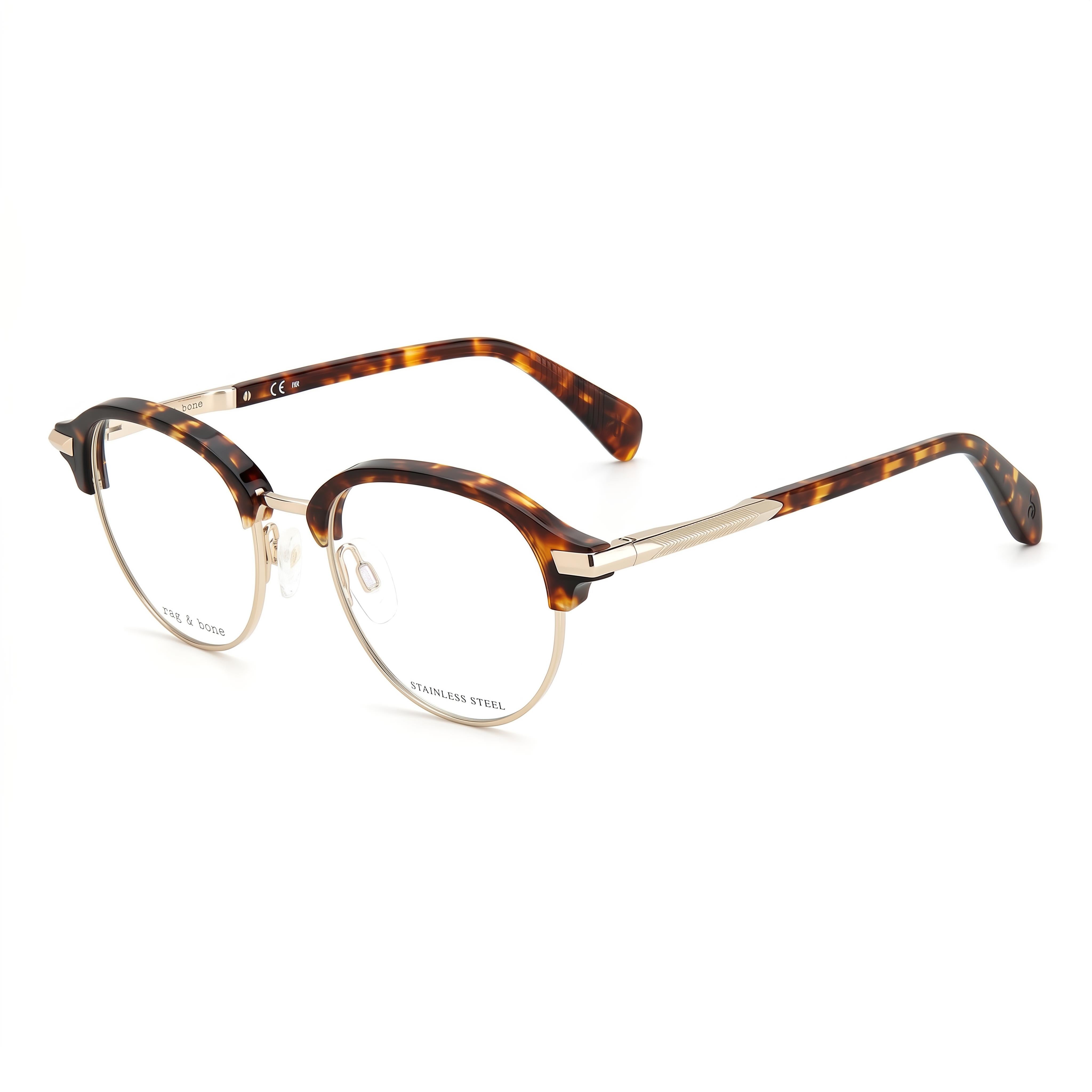 rag & bone Modern Men's Eyewear featuring Alloy Steel Frames in Havana and Havana Polycarbonate Lenses 48mm, Photo 1
