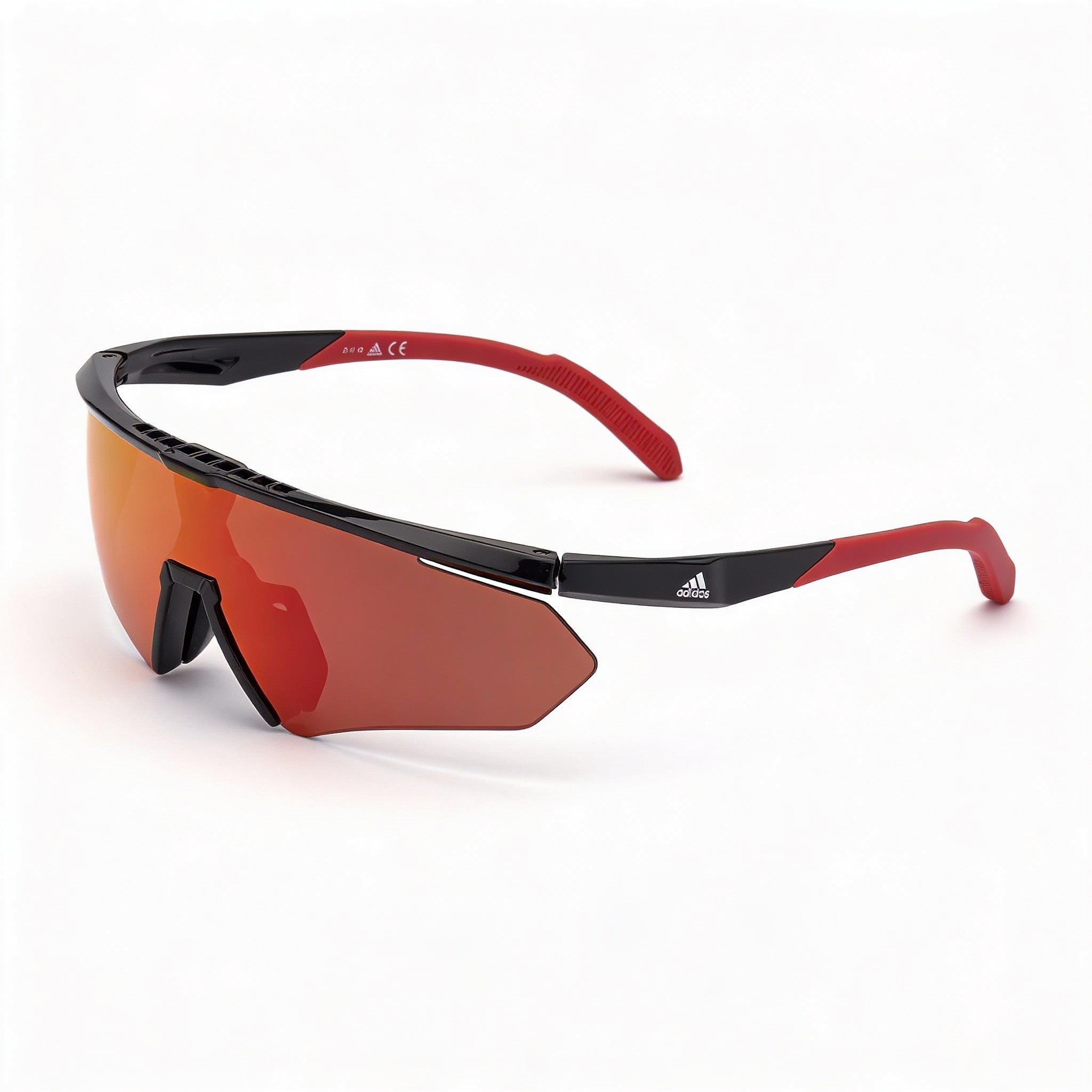 Gafas de sol adidas Contemporary TR90 de plástico para hombre, montura negra brillante, lentes Roviex de espejo ámbar, 100 % protección UV, 146 mm, Photo 1