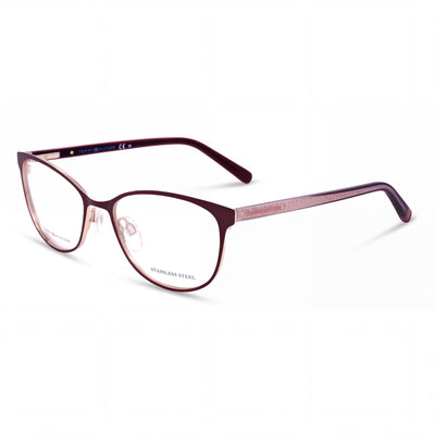 Tommy Hilfiger Cat Eye Women's Stainless Steel Frame Red Glitter Non- Polycarbonate Lenses 53mm