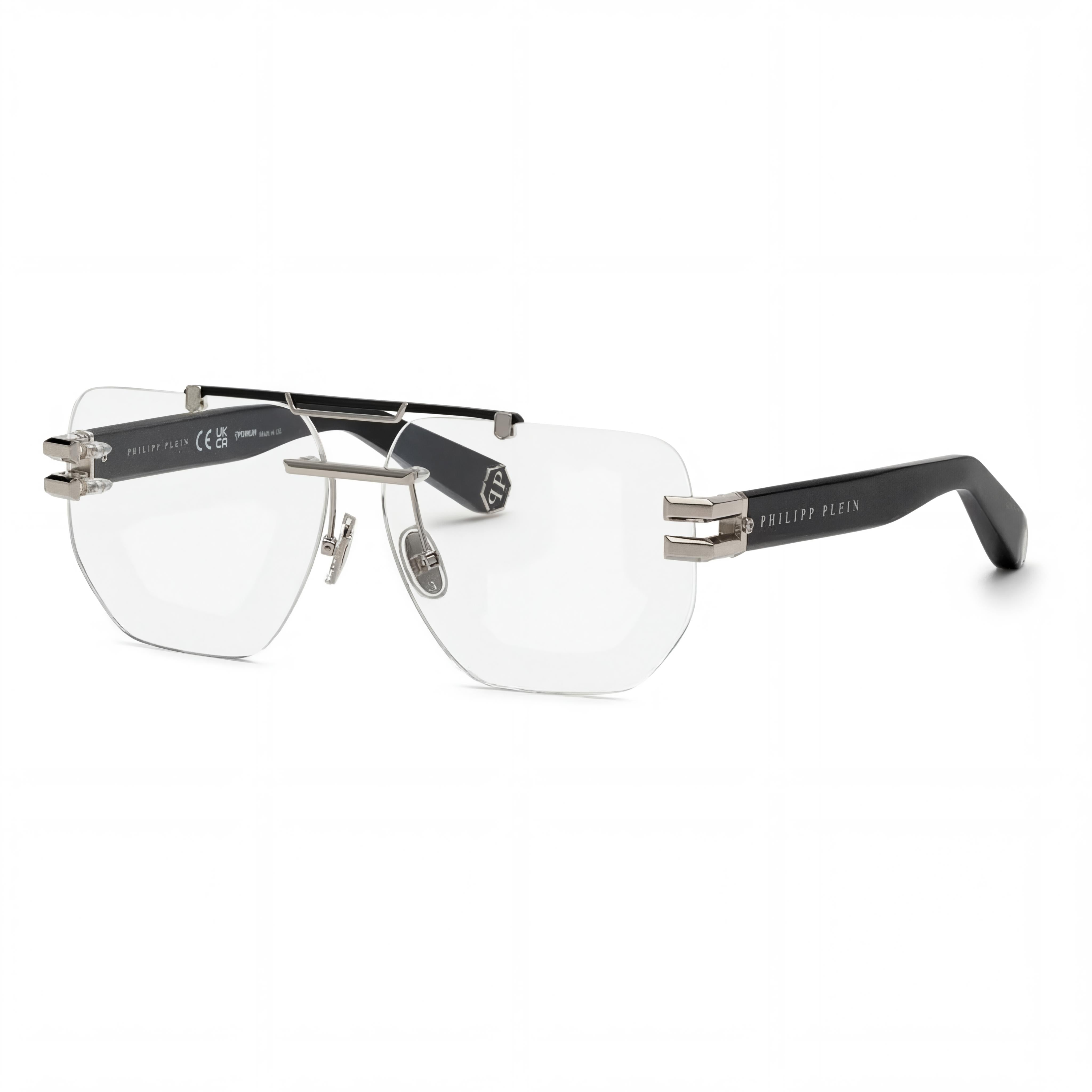 Philipp Plein VPP087M Unisex Titanium classical Non-Polarized Eyewear Palladio Black 61mm Lens Width, Photo 1