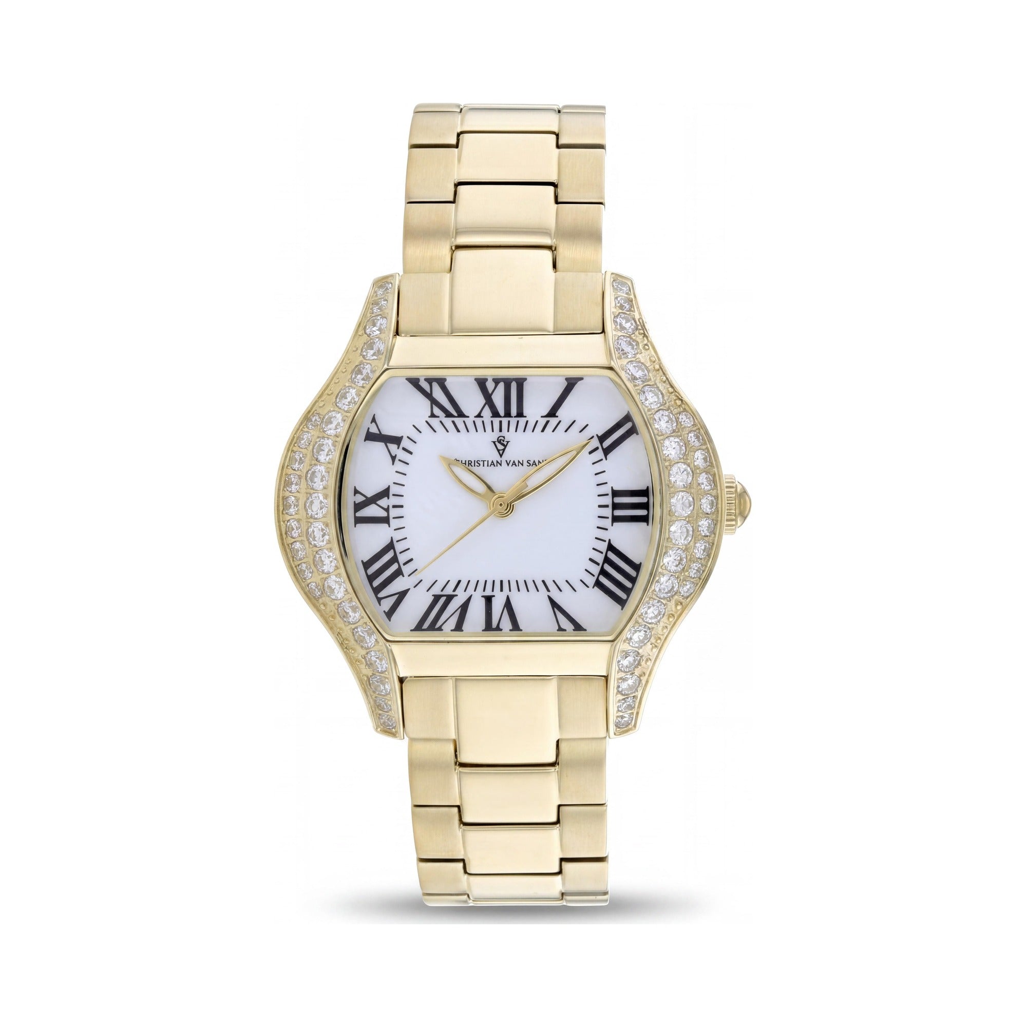 Christian Van Sant Modern Women's White Stainless Steel Watch with Mother of Pearl Dial & Quartz Movement, Photo 1