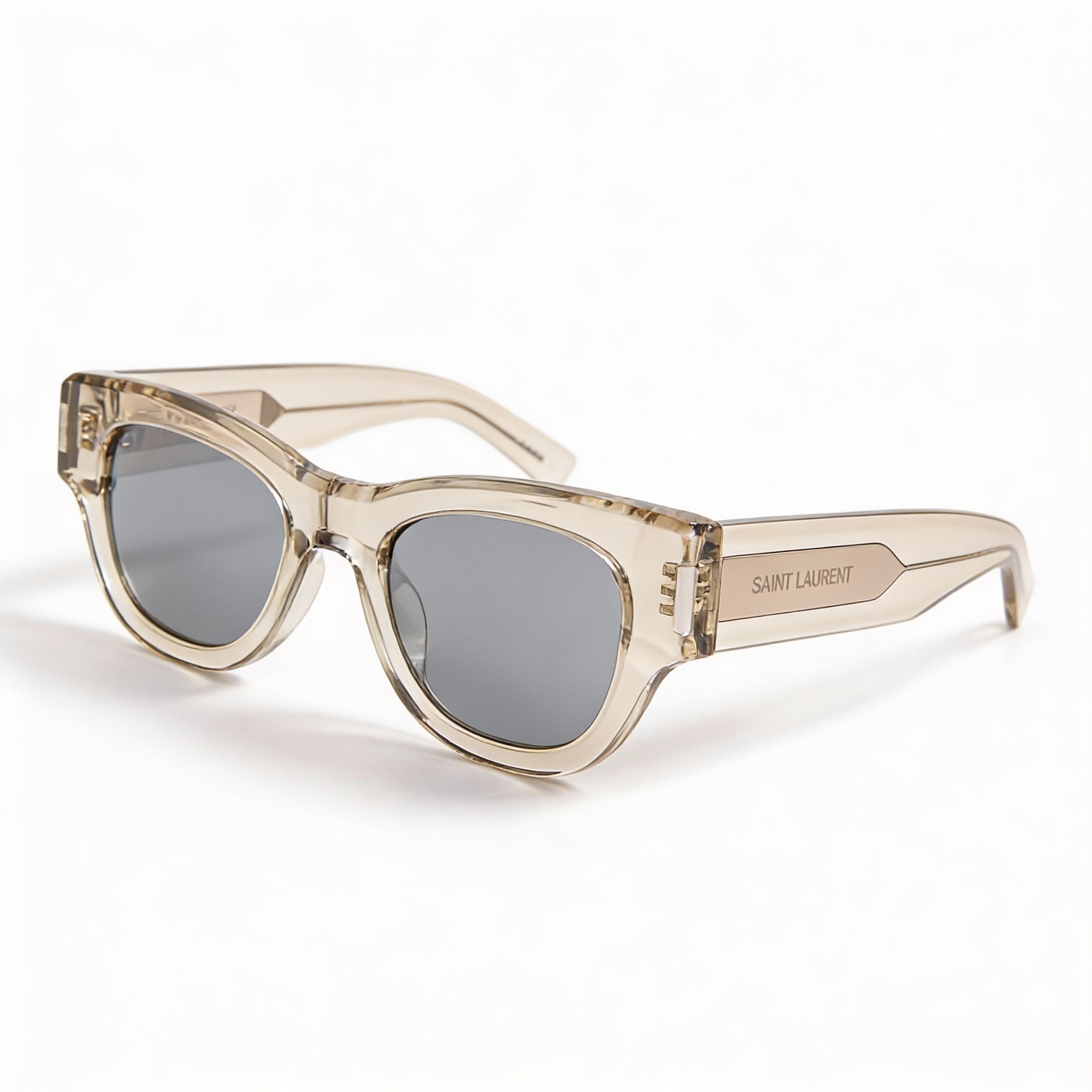 Yves Saint Laurent SL 573 Cat Eye Women's Beige Silver Plastic Frame UV Protection Sunglasses 49mm, Photo 1