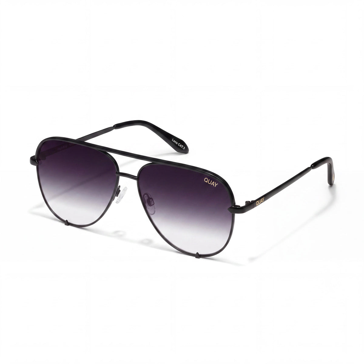 QUAY AUSTRALIA High Key Mini Quay X Desi Unisex Metal Sunglasses, Mirrored Non-Polarized UV Protection, Black Fade/Smoke Fade, Standard, Photo 1