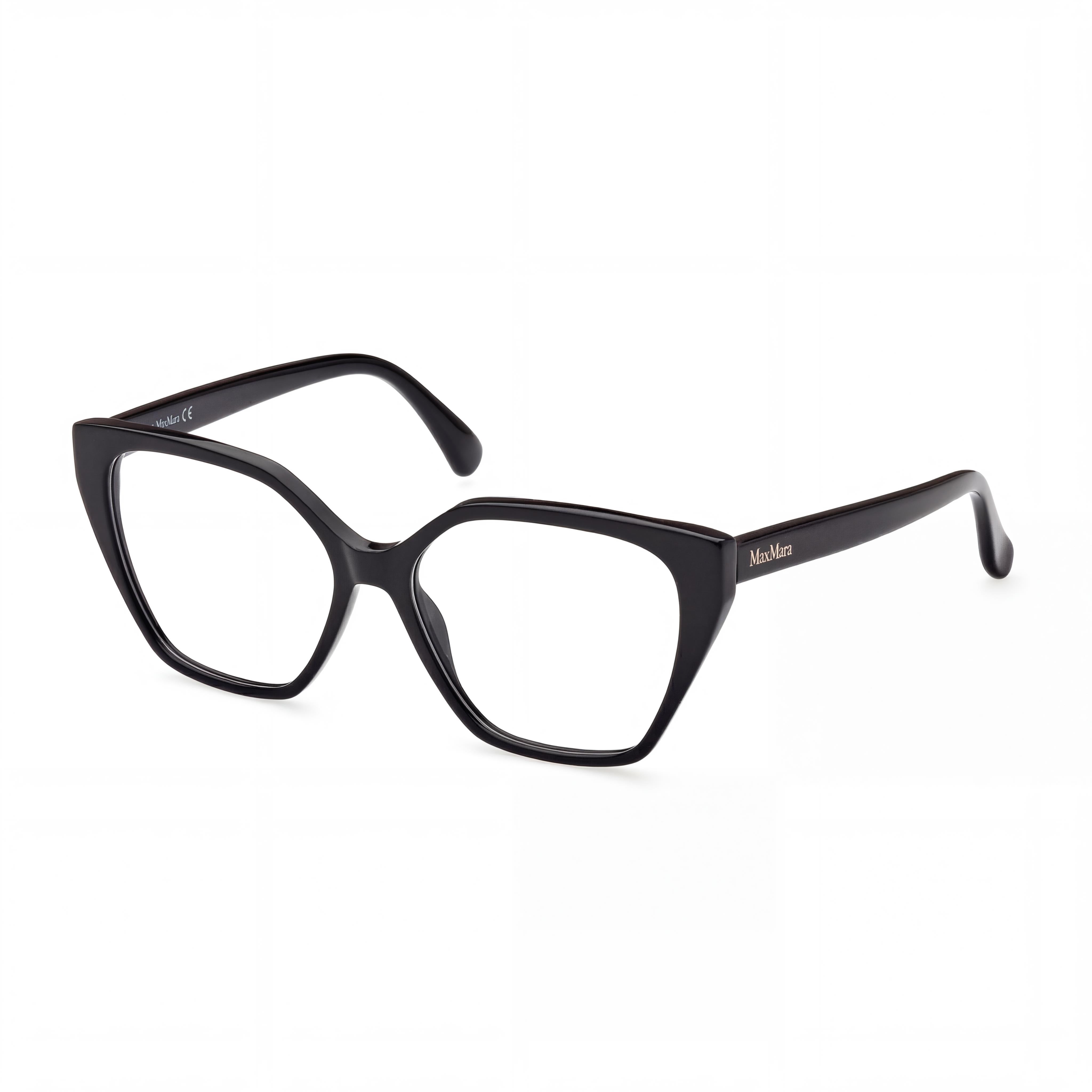 MaxMara Mm5085 Women's Eyeglasses with Shiny Black Plastic Frame, Lens Width 55mm, Bridge 15mm, Temple 140mm, Photo 1