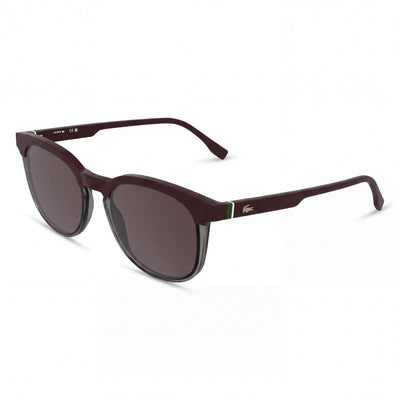 Lacoste L6073s Men's Plastic RXable Sunglasses, Burgundy Transparent Grey, Solid Wine Non-Polarized Lenses, UV 400, 52mm