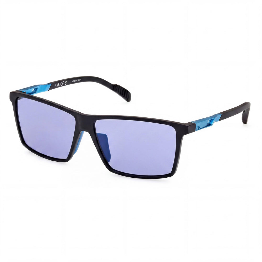 Adidas Comtemporary Men's Matte Black Blue Polycarbonate UV Protected Non-Polarized Sunglasses 135mm