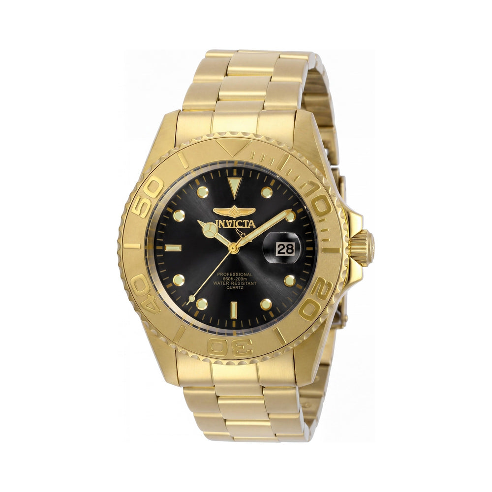 Invicta 29946 Pro Diver Reloj de Cuarzo para Hombre, Acero Inoxidable Tono Dorado, Esfera Negra 43mm, Resistencia al Agua 200M