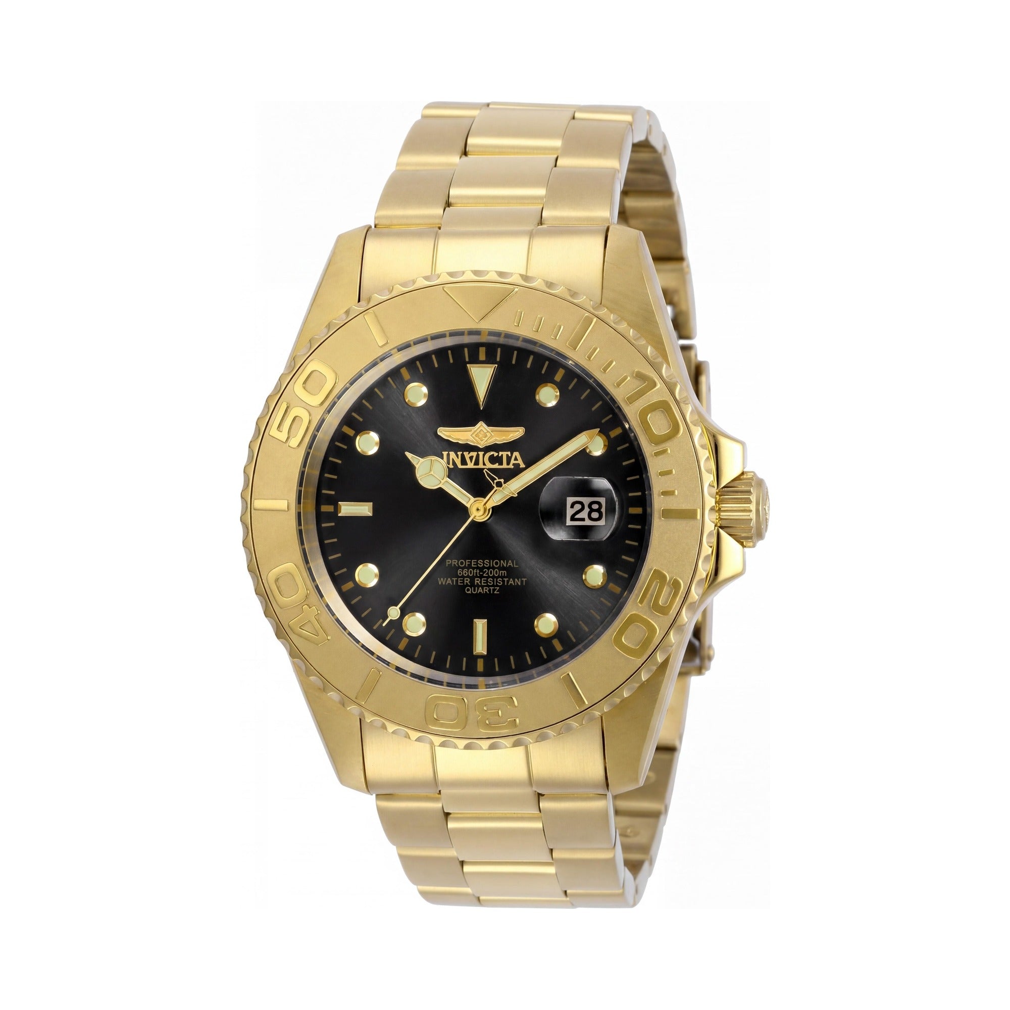 Invicta 29946 Pro Diver Quartz Watch Men's Gold-tone Stainless Steel Black Dial 43mm 200M Water Resistance, Photo 1