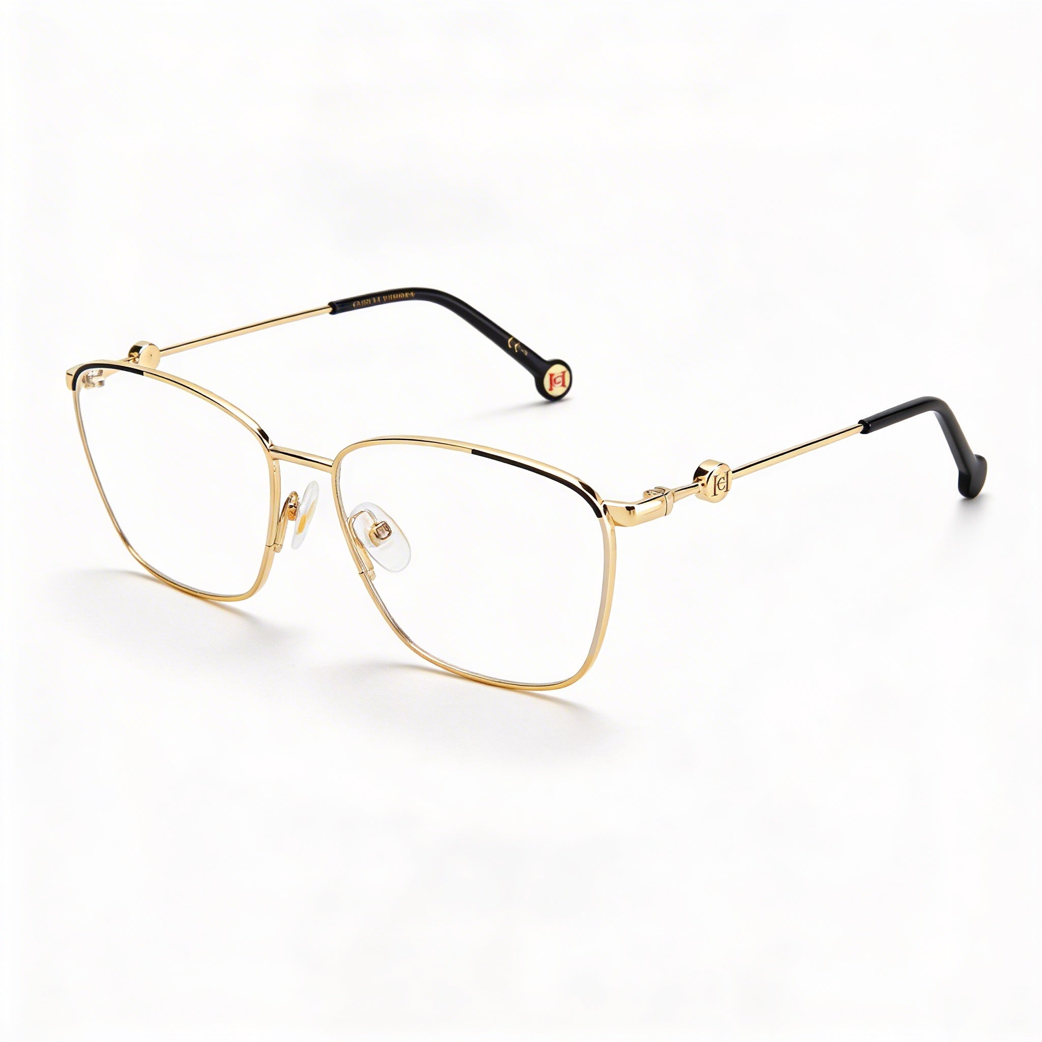 Carolina Herrera Modern Women's Full Rim Rectangular Gold Black Alloy Steel Eyeglasses Frame 57-16-145mm, Photo 1