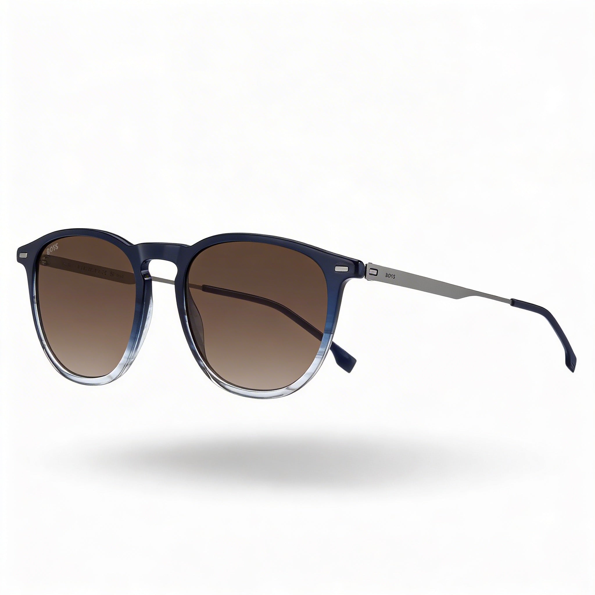 Gafas de sol Hugo Boss Modern para hombre, de acetato azul claro con cuerno de rutenio, sin polarizar, con protección UV, de 52 mm de ancho de lente, Photo 1