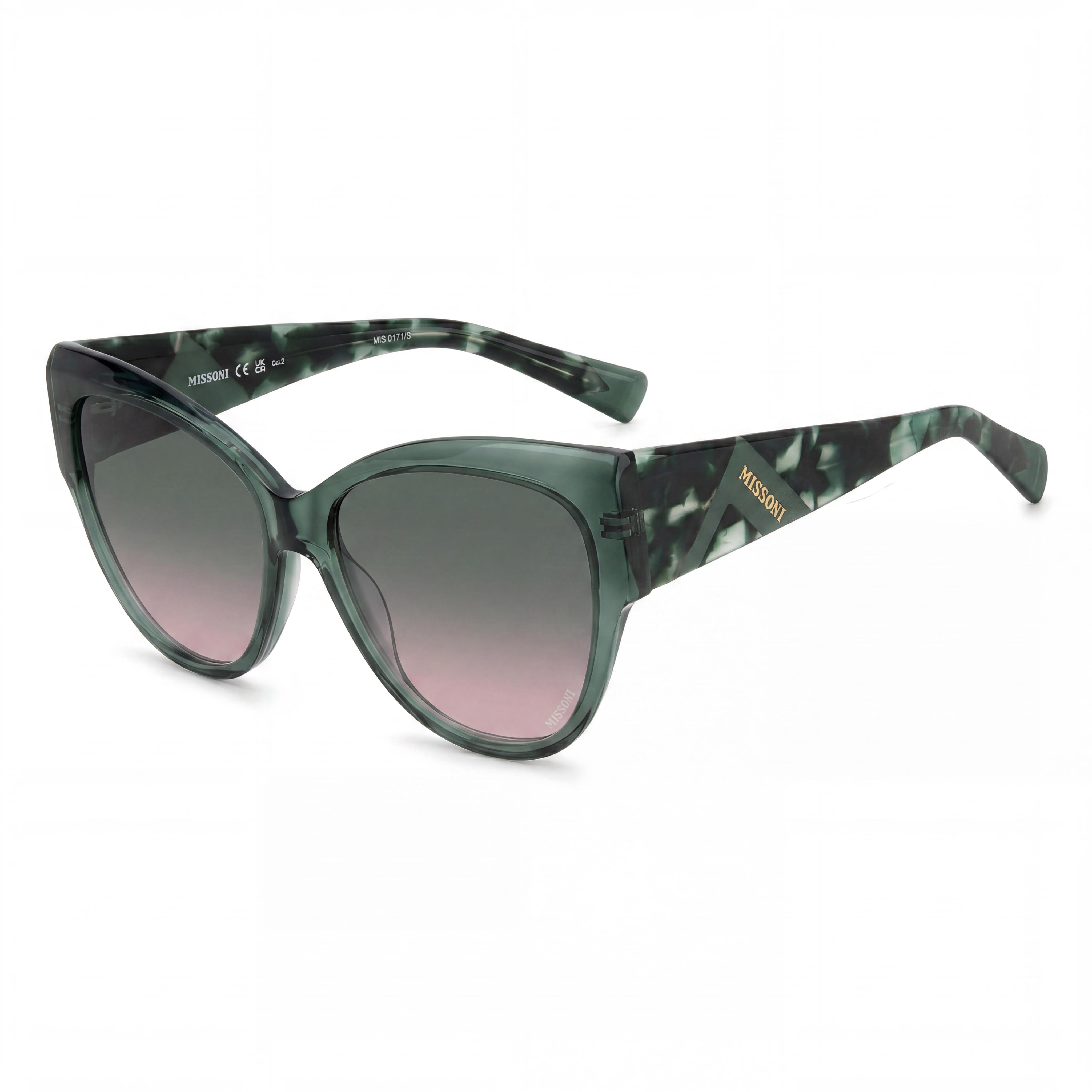M Missoni Casual Women's Acetate Green Frame Sunglasses with Green Pink Polycarbonate Lenses 57-16-140, Photo 1