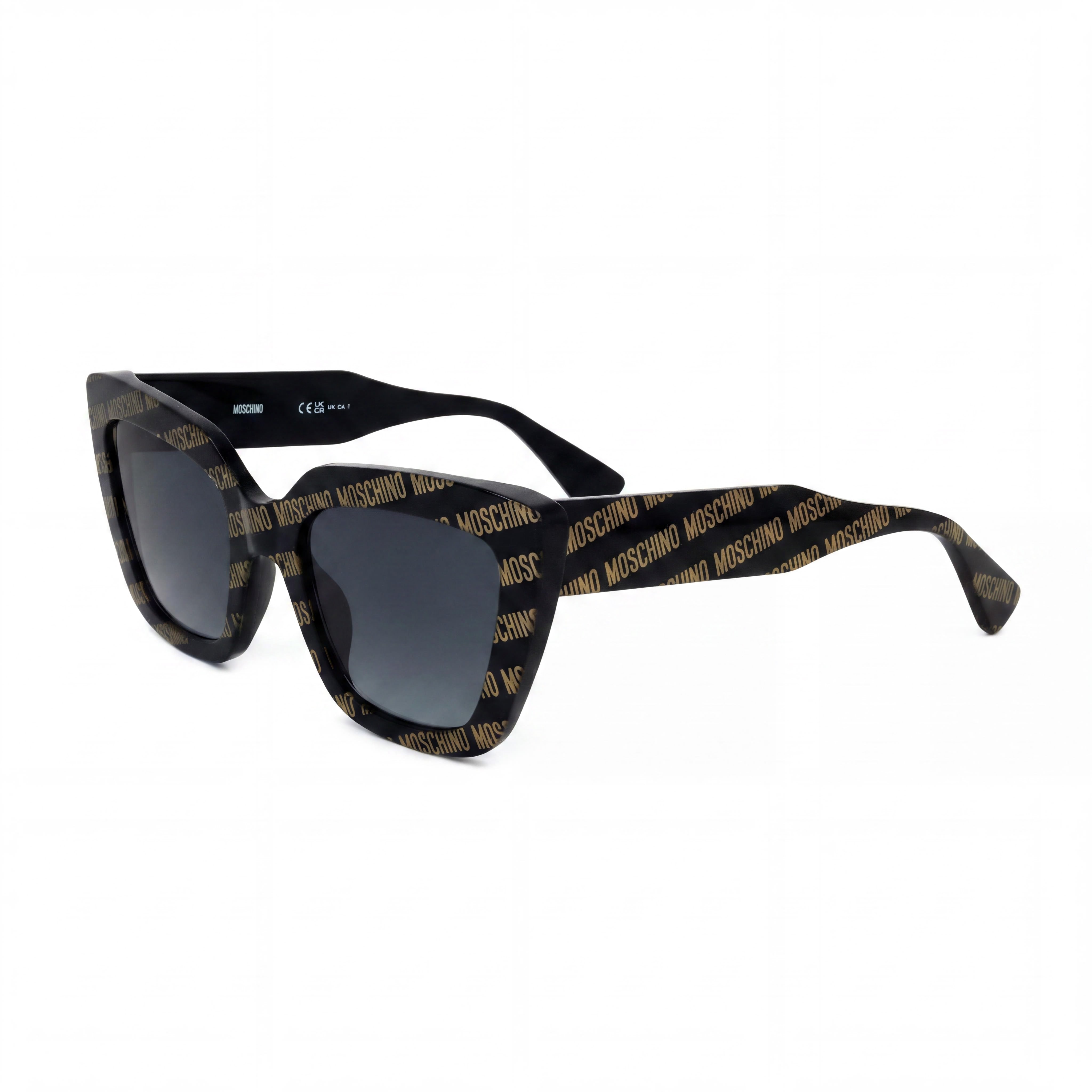 Moschino MOS148/S Women's Cat Eye Plastic Black Pattern Gradient Grey Shaded Non-Polarized UV Protection Sunglasses 52mm, Photo 1
