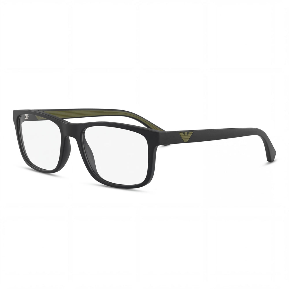 Emporio Armani Women's Classic Plastic Full Rim Rectangular Plastic Eyeglasses Matte Black Green 55mm