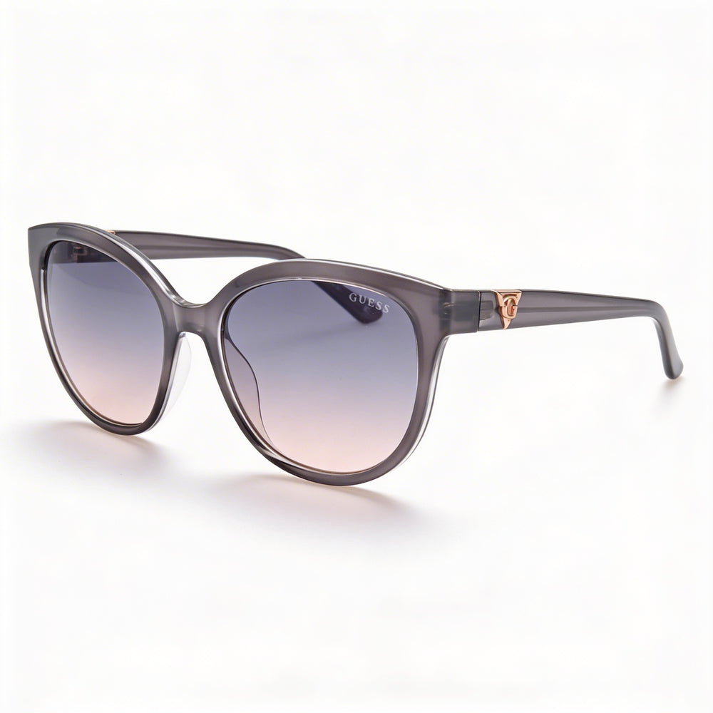 GUESS Modern Women's Grey Injected Cat-Eye UV Protected Sunglasses with Grey Gradient Lenses 56mm
