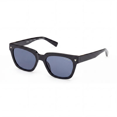 Guess GU8265 Unisex UV Protective Non-Polarized Sunglasses, Injected Black Blue Frame, Black Polycarbonate Lens, 53-19-150mm