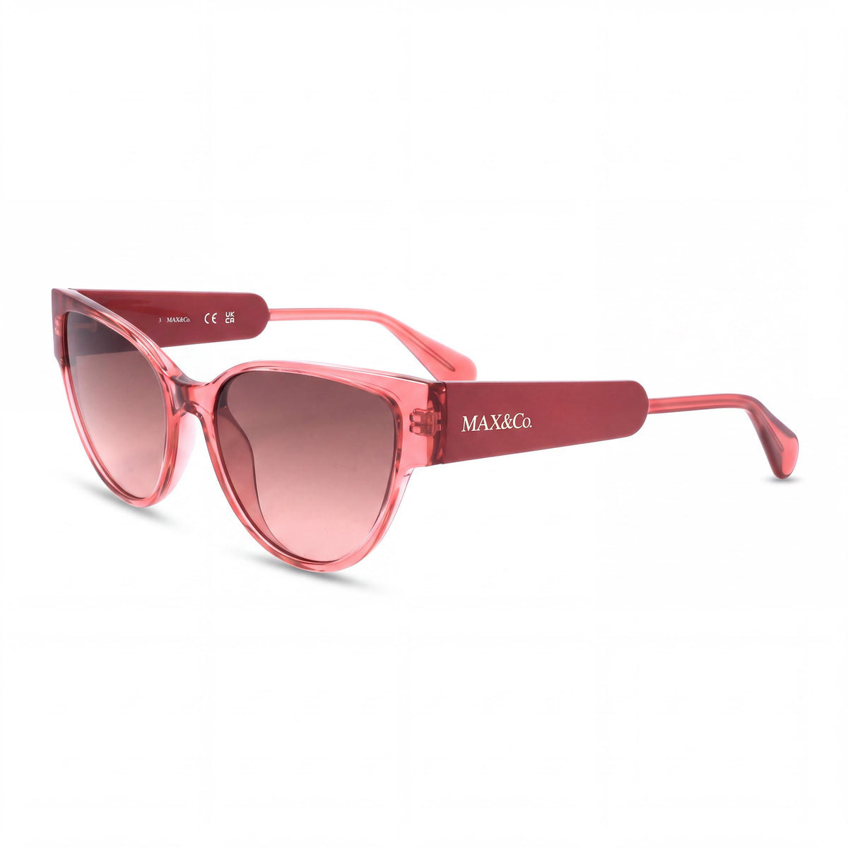 Max & Co. Modern Women's Sunglasses featuring Shiny Red INJECTED Frame and Grey Polycarbonate Lenses, 54mm, Photo 1