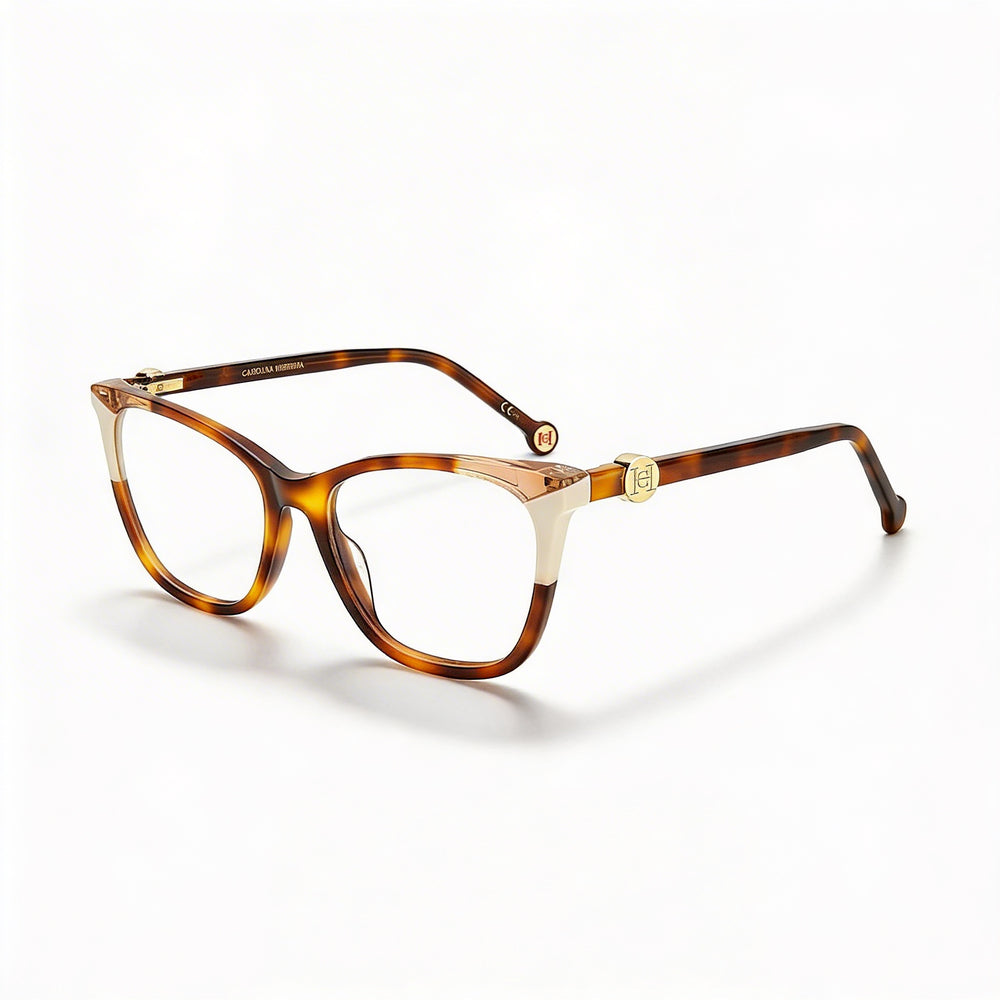 Montura de acetato color marfil estilo ojo de gato para mujer de Carolina Herrera Modern, lentes transparentes de demostración, apta para prescripción (lente de 53 mm)