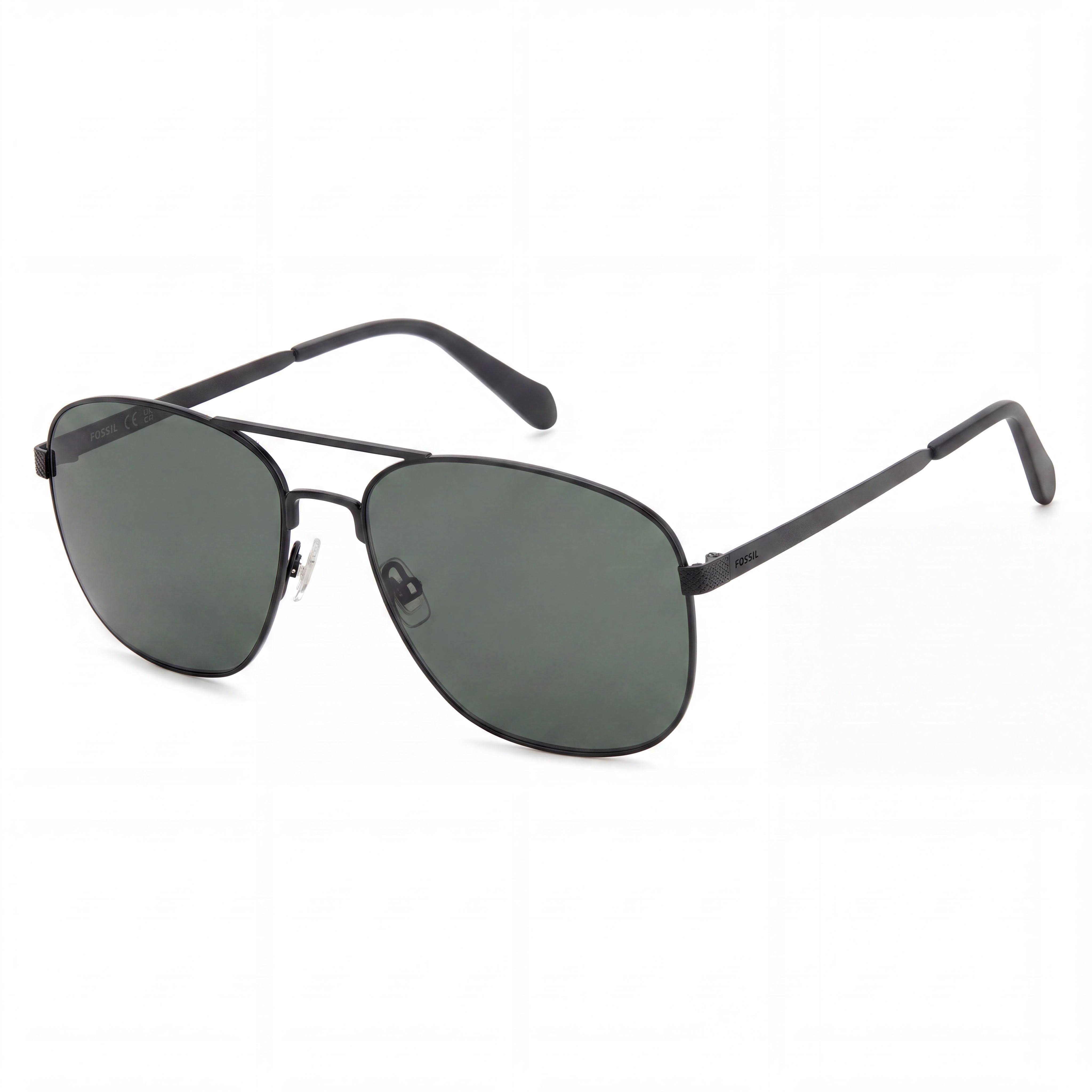 Fossil Fos 2143/G/S Women's Stainless Steel Matte Black Green Frame Green Lens UV 400 Sunglasses 60mm, Photo 1