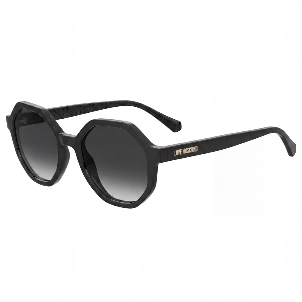 Gafas de Sol Love Moschino Casual para Mujer, Armazón Negro, Lente Oscura Degradada, Protección UV, No Polarizadas, 52mm