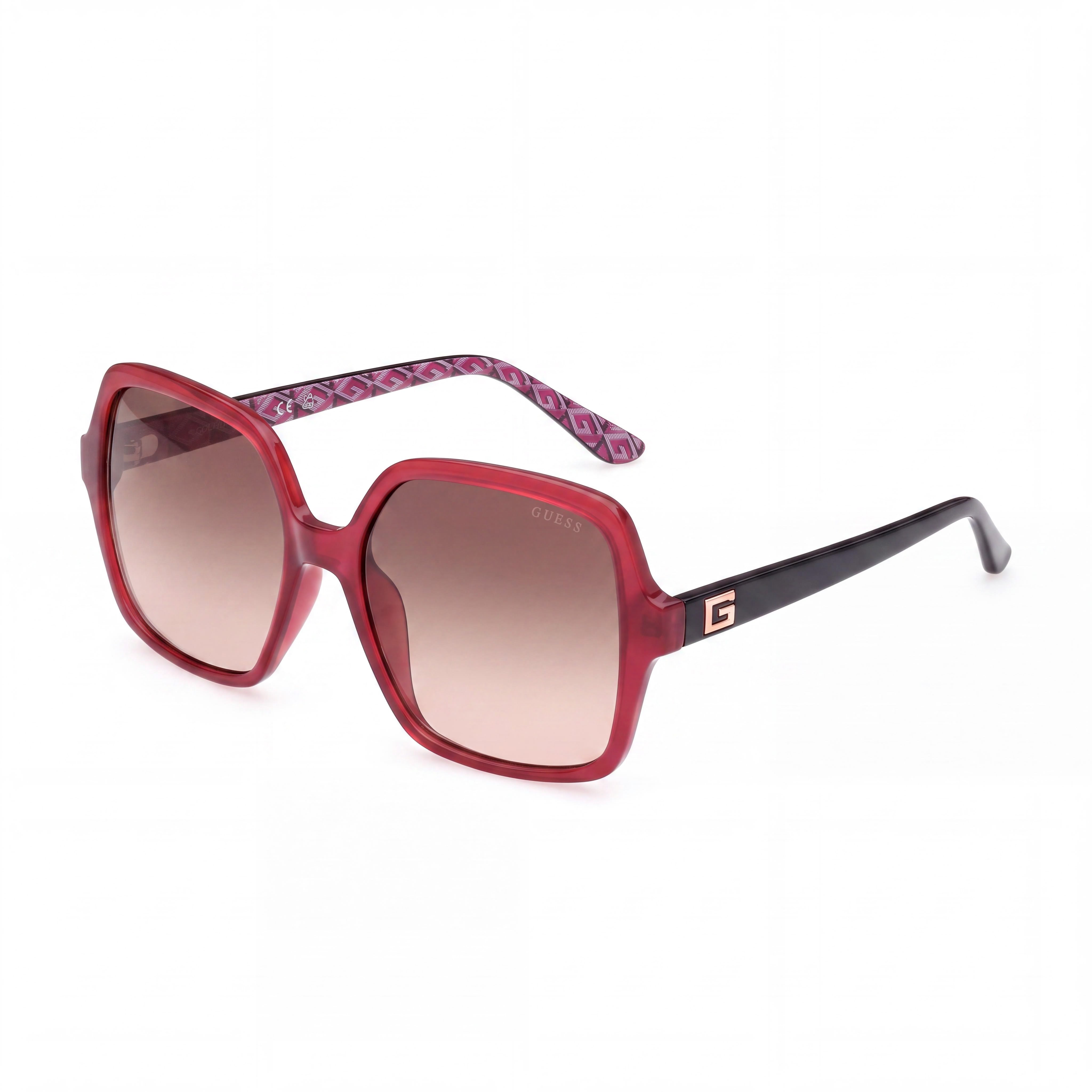 GUESS Unisex Square Full Rim Composite Frame Polycarbonate Lens Shiny Bordeaux UV 400 Sunglasses 57mm, Photo 1