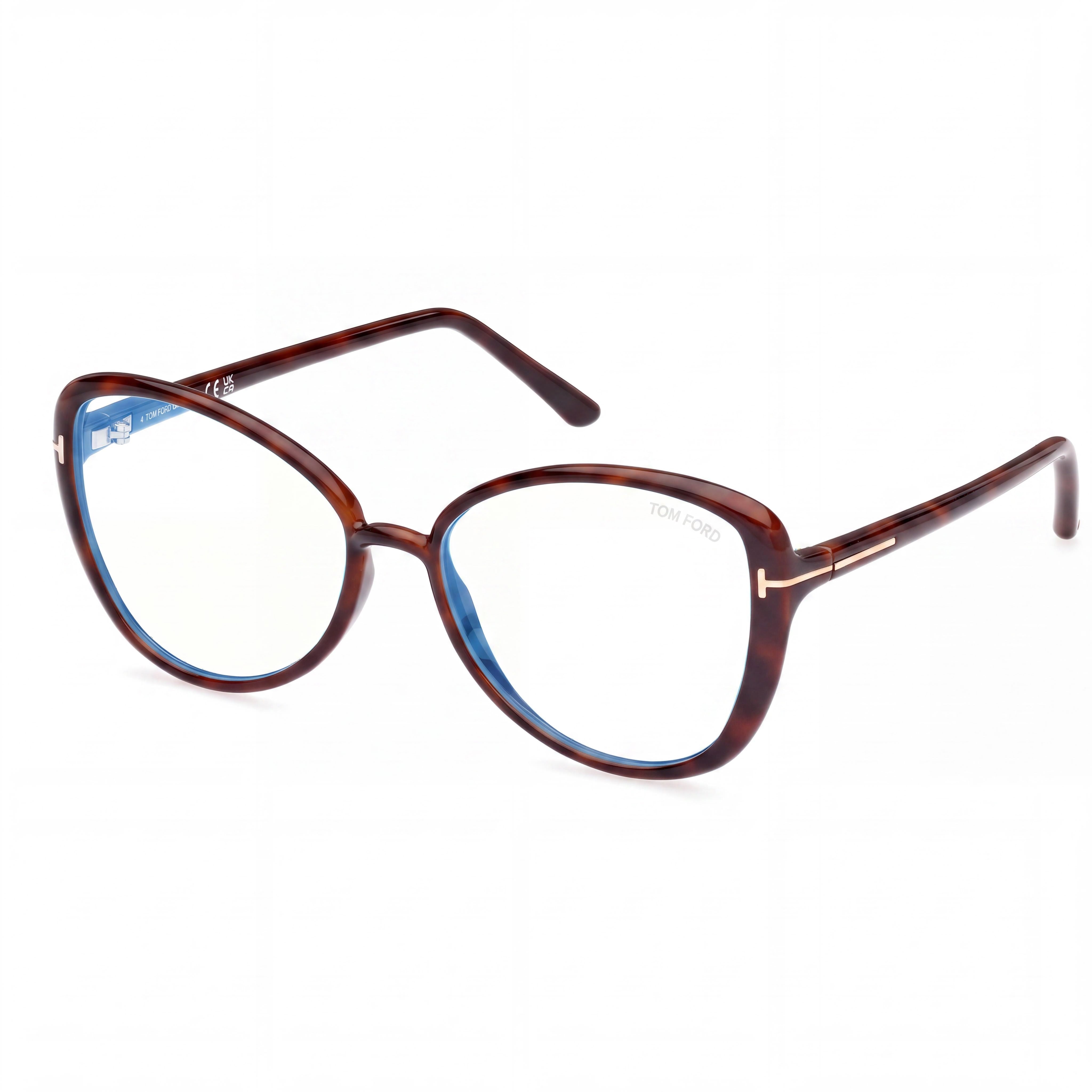 Tom Ford FT5907-B Gafas de Plástico con Filtro de Luz Azul Mariposa para Mujer Dark Havana 55mm, Photo 1
