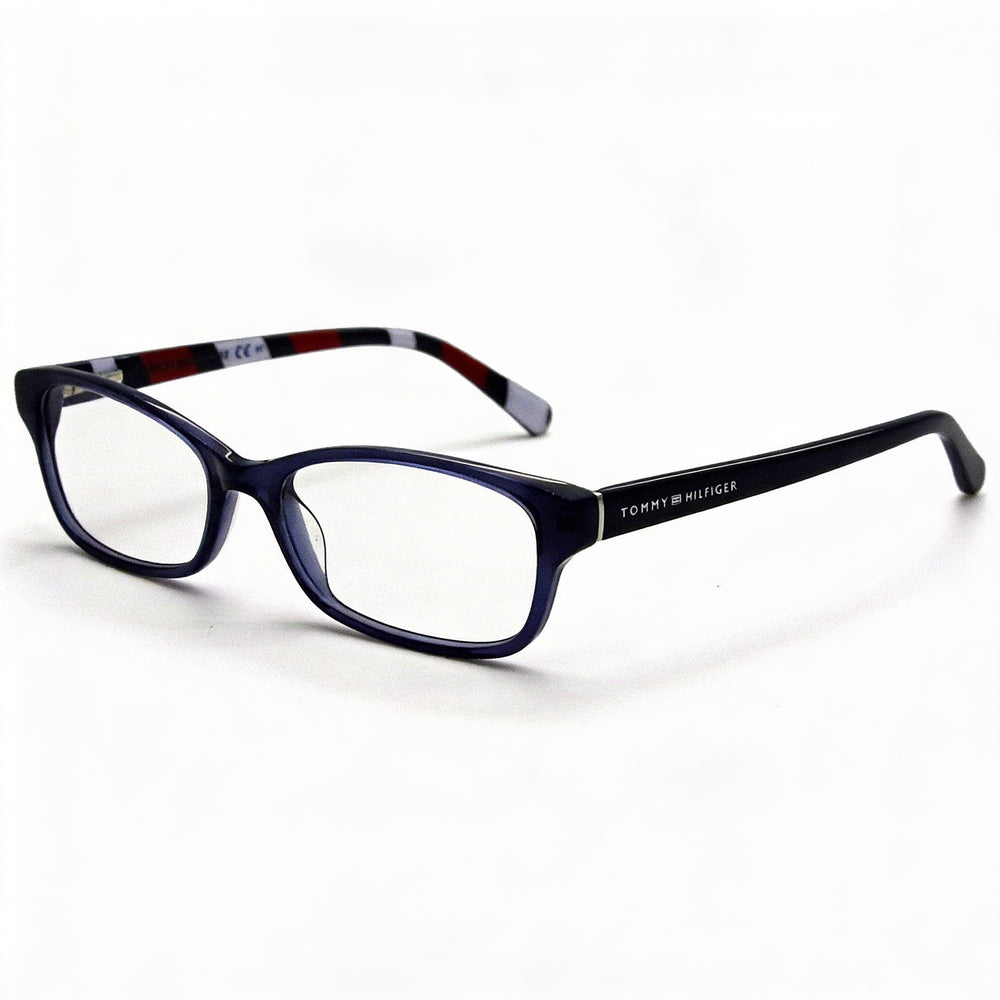 Gafas Tommy Hilfiger TH 1685 para mujer, montura de plástico azul oscuro transparente con lentes de policarbonato, 51-16-140 mm