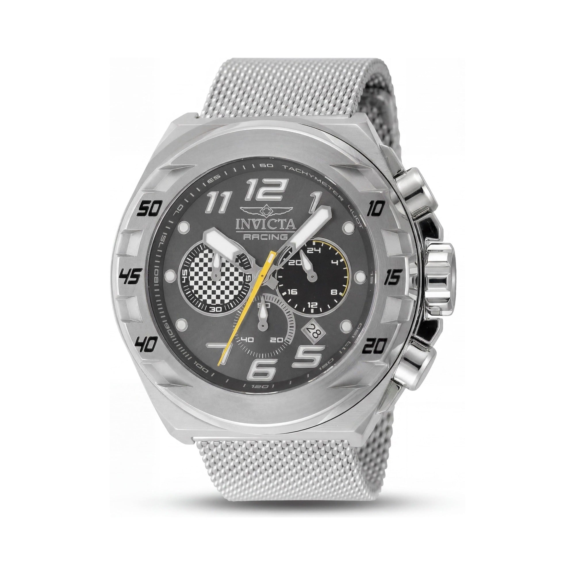 Reloj Invicta Racing 47201 de cuarzo, acero inoxidable plateado, 48 mm, esfera gris y correa de pulsera., Photo 1