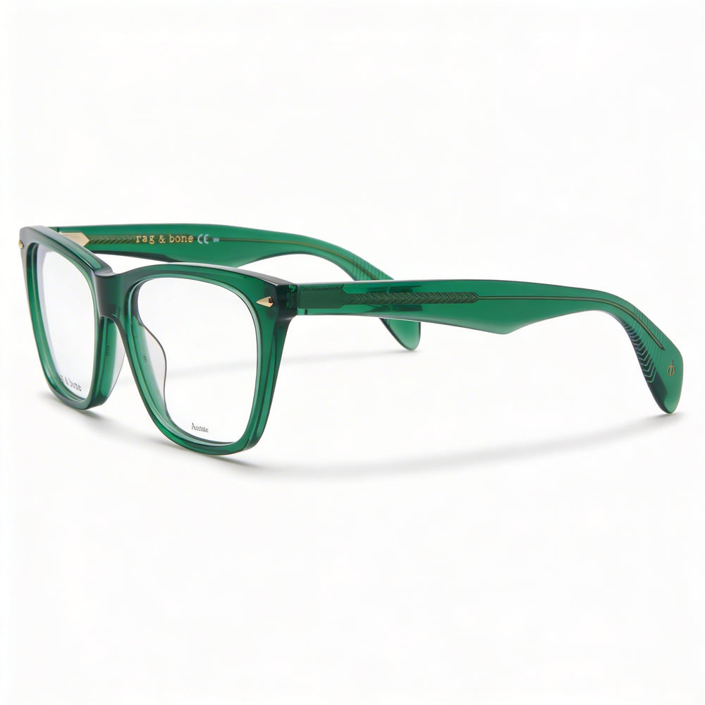 Gafas de acetato transparentes verdes ojo de gato de montura completa Rag & Bone para mujer 53 mm