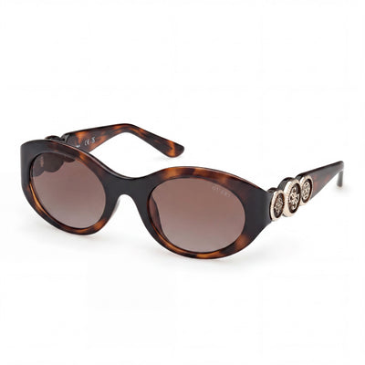GUESS Oval Peony Plastic Sunglasses Unisex Dark Havana Gradient Brown Polycarbonate Lenses 100% UV Protection 53mm