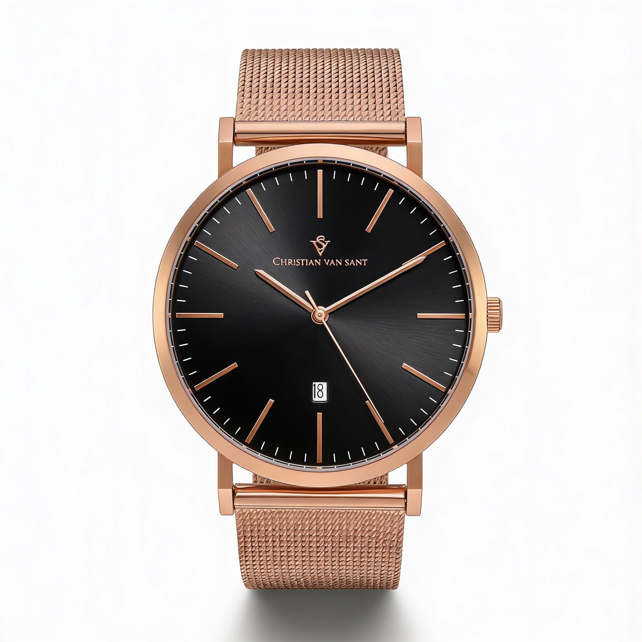 Men's Christian Van Sant Paradigm Chronograph Quartz Rose Gold Tone Stainless Steel Black Dial Watch, Photo 1