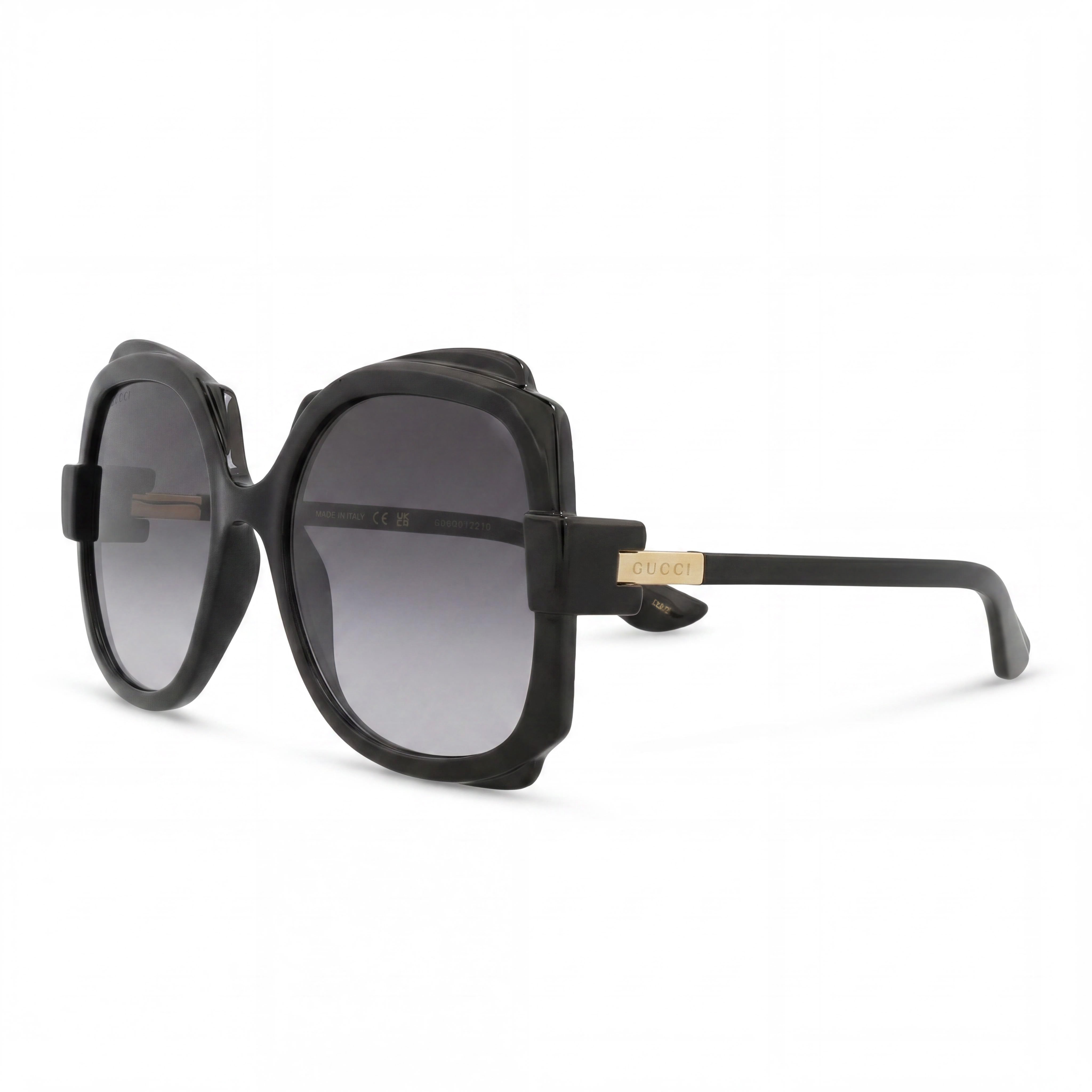 Gucci Women's Round/Oval Sunglasses, Black Grey Plastic Frame, Gradient Grey Lenses, 57mm Lens Width, Photo 1