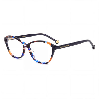 Carolina Herrera Classic Women's Havana Blue Plastic Frame Sunglasses with Polycarbonate Lenses, 55mm Lens Width