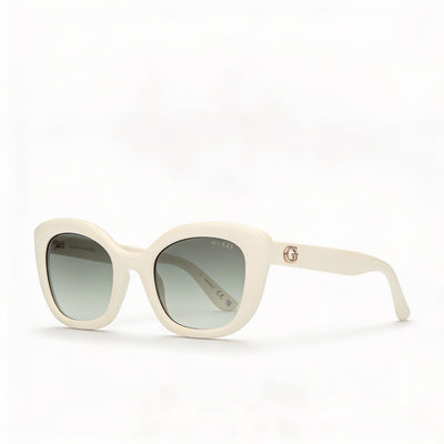 GUESS GU00196 Bubble Cat-eye Plastic Sunglasses Women's Shiny White Frame Gradient Green Lenses UV Protection 51mm