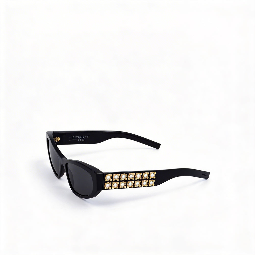 Givenchy Women's Casual Acetate Shiny Black Frame Smoke Lenses Non-Polarized UV 400 Sunglasses 56mm